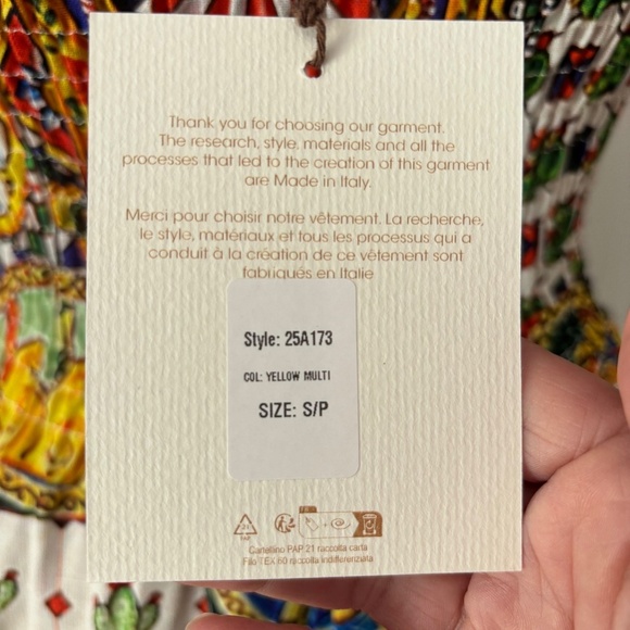 NWT Spighe Di Lino Italy linen blend multi colour patterned dress size small - Picture 8 of 16